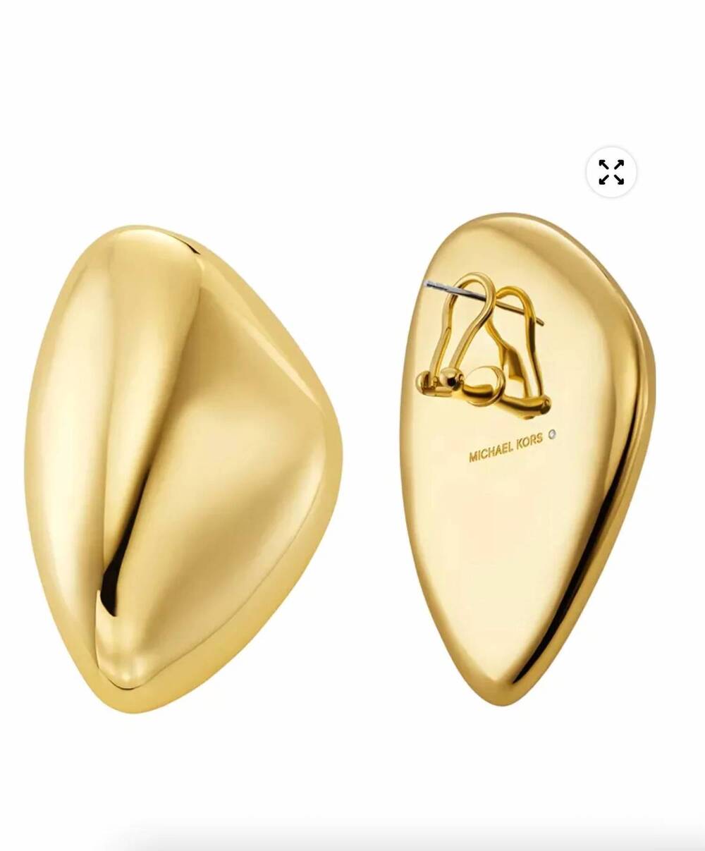 NEW MICHAEL KORS women's metallic muse brass pebble statement earrings in gold-t
